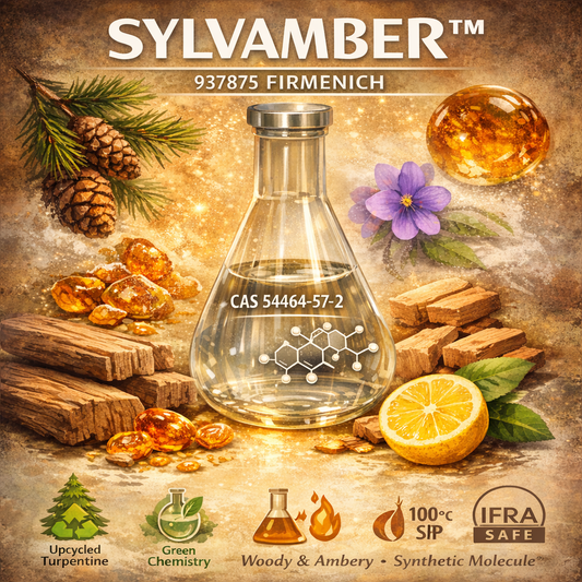 SYLVAMBER 937875 Firmenich – nota moderna di legnosità vellutata con scia ambrata.