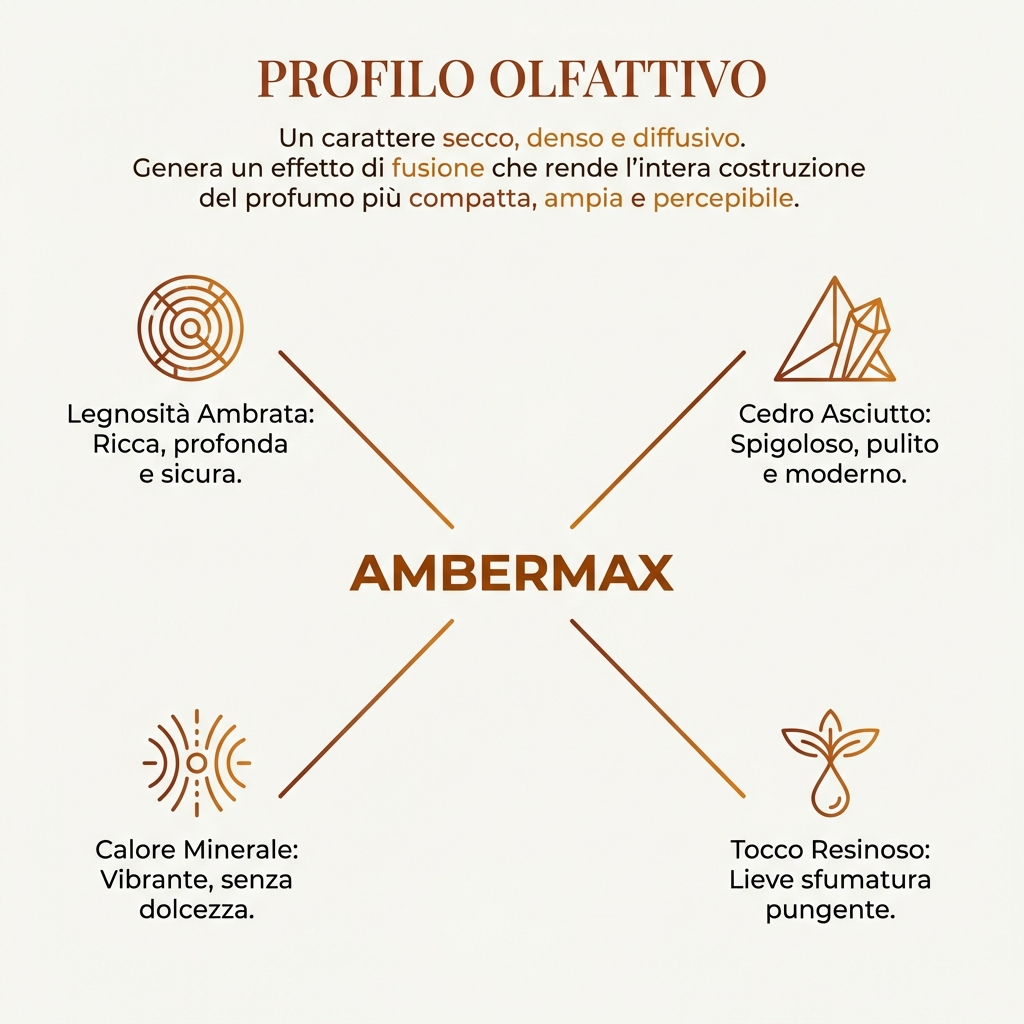 AMBERMAX (10% TEC)  CAS 929625-08-1 – nota ambrata legnosa, secca, intensa e molto diffusiva