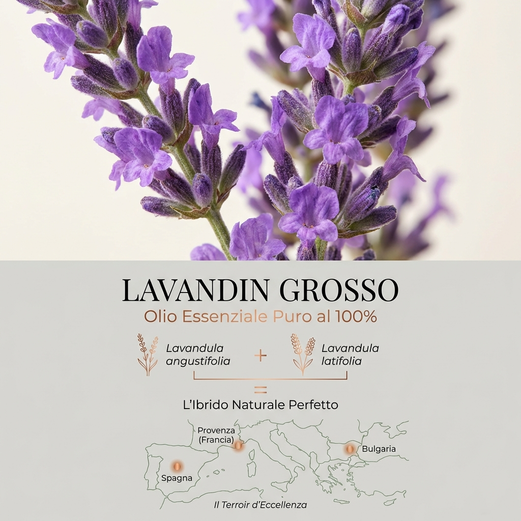 LAVANDIN GROSSO HE  – olio essenziale aromatico, erbaceo e canforato con sentore di lavanda, erbe mediterranee e pino chiaro